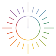 Color gradient circle with radial spokes on a white background