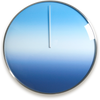 A wall-mounted analog day clock with a blue face, steel frame, and a single silver hour hand.