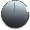 A minimalist Moon wall clock with a gray body, featuring a single hand and a simple, elegant design.