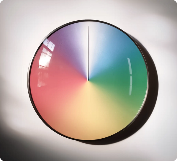 The Present annual clock on a white wall