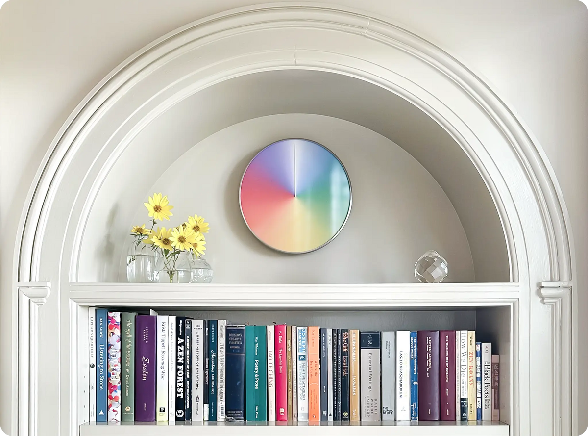 The Present annual clock on a white wall