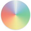 A colorful, round year clock face with no numbers against transparency.